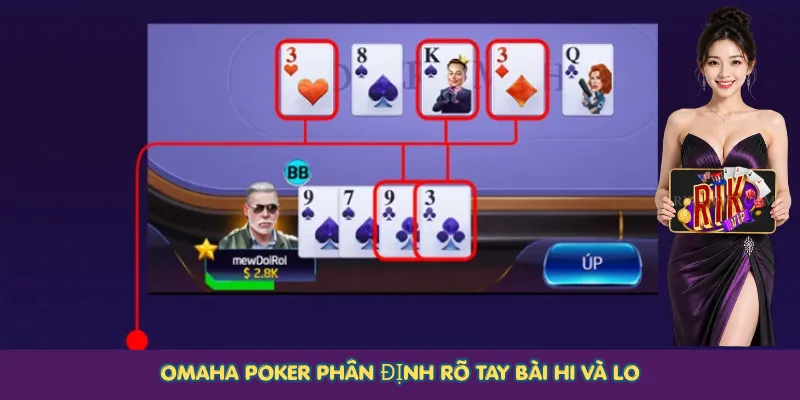 Omaha Poker phân định rõ tay bài HI và LO