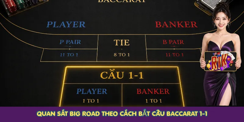 Quan sát Big Road theo cách bắt cầu Baccarat 1-1