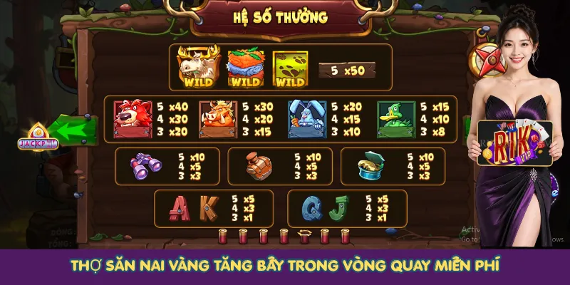 Thợ Săn Nai Vàng tăng bẫy trong vòng quay miễn phí
