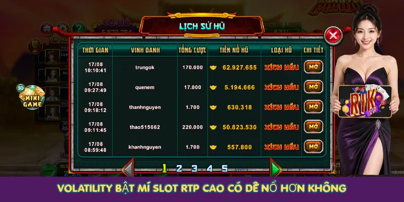 Volatility bật mí Slot RTP cao có dễ nổ hơn không