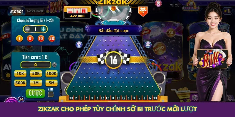 Zikzak cho phép tùy chỉnh số bi trước mỗi lượt